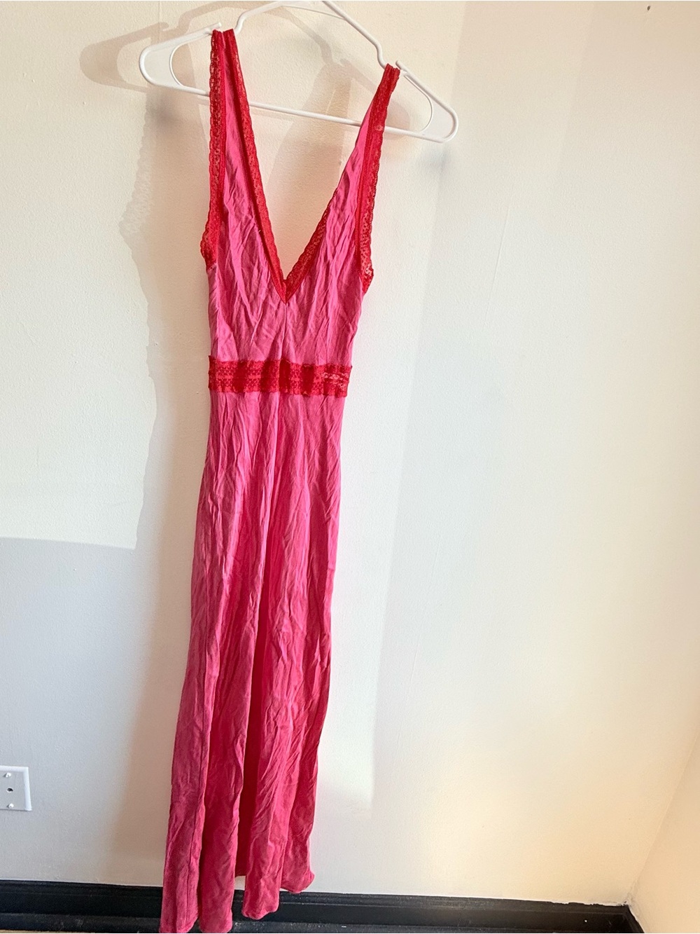 VRG Girl Meet Me On The Dance Floor Bias Cut Slip Maxi Dress Small Pink Red - Picture 8 of 15